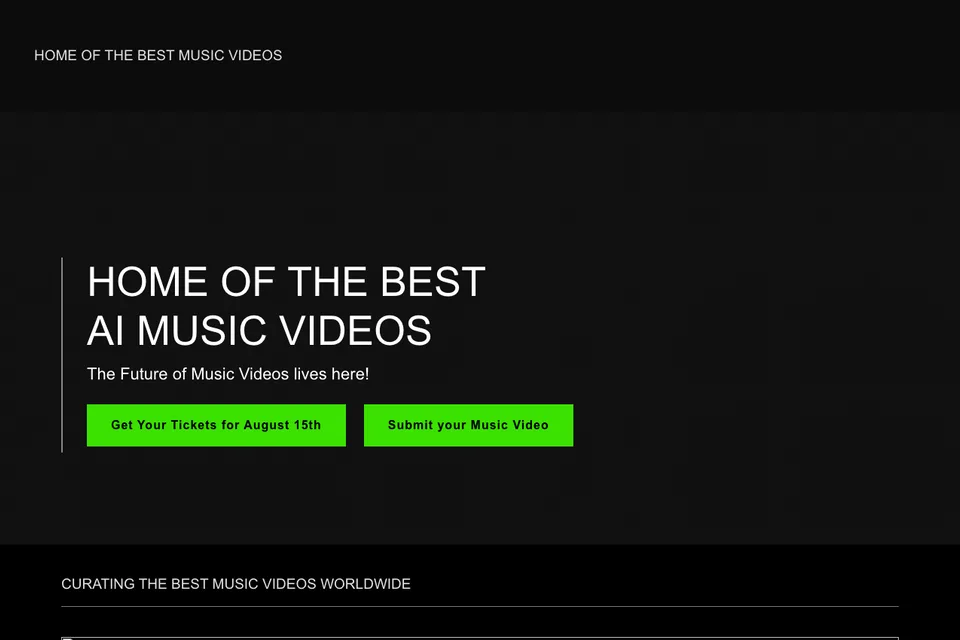 AI International Music Video Festival official homepage and August ticket link, captured 23 Aug 2026