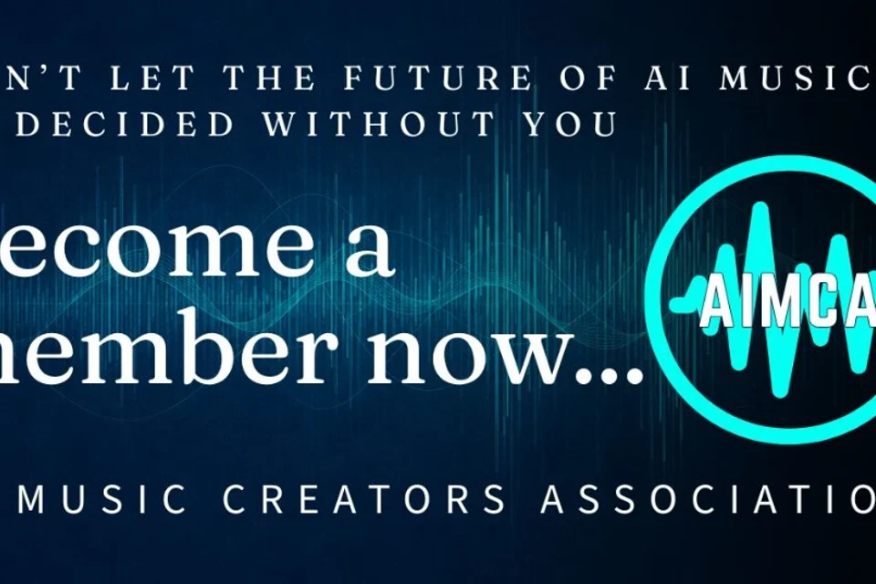 AI Music Creators Association membership artwork with a cyan waveform mark