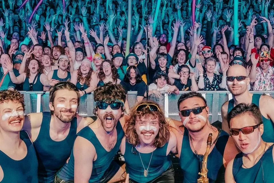 Australian band Playlunch with a live audience · supplied to ABC News, 2026 · cropped for card use
