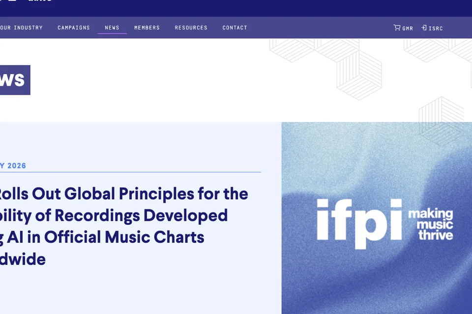 IFPI announcement of AI eligibility principles for official music charts · IFPI, captured 22 Aug 2026