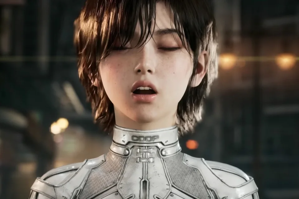 Evie in the Stellar Blade Blood Rain AI music video · Shift Up via GamesRadar, captured 23 Aug 2026
