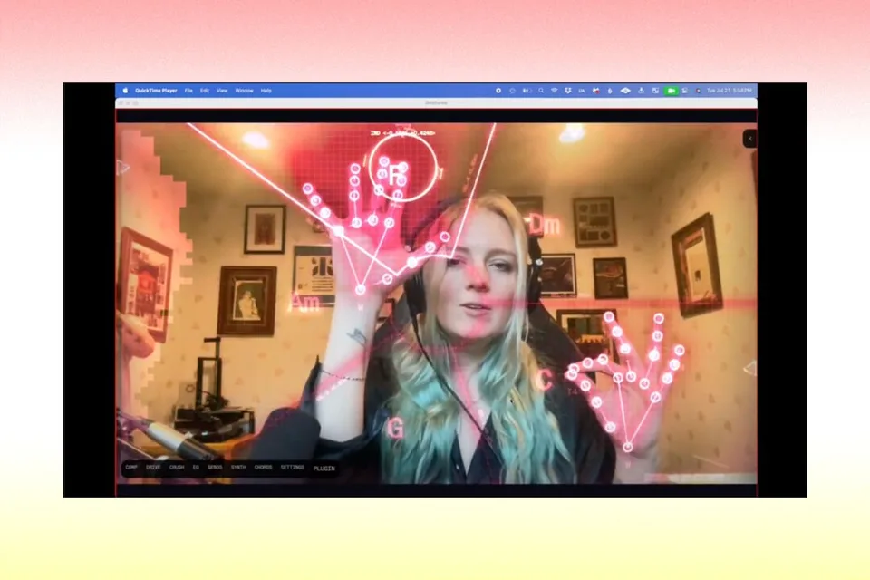 Tamber Gestures turning webcam-tracked hand movement into musical control · Tamber / MusicTech, captured 22 Aug 2026